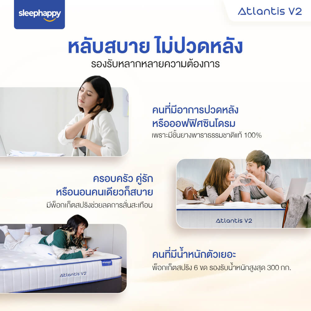 ที่นอน 5 ฟุต SLEEPHAPPY ATLANTIS V2 หนา 10 นิ้ว